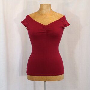 Retrolicious Red Off The Shoulder Vintage-Style Top
